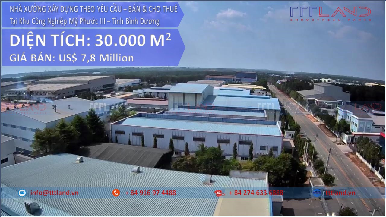 Bán Nhà Xưởng Xây Dựng Theo Yêu Cầu tại Khu Công Nghiệp My Phước 3 - TTTLAND