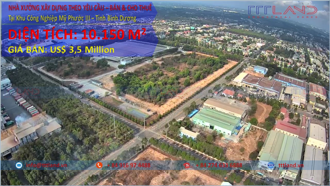 Bán Nhà xưởng xây theo yêu cầu - Khu công nghiệp Mỹ Phước 3 - TTTLAND