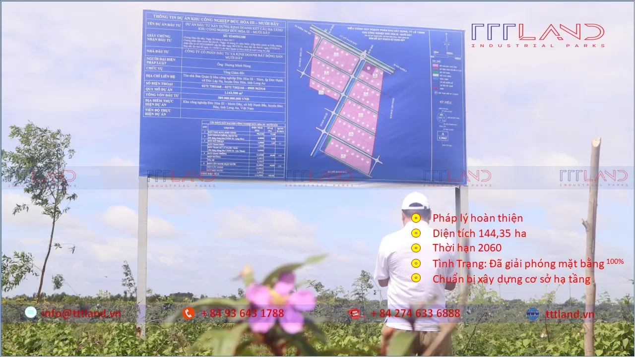 Chuyển nhượng dự án Khu Công Nghiệp Đức Hoà III - Mười Đây - Tỉnh Long An - TTTLAND