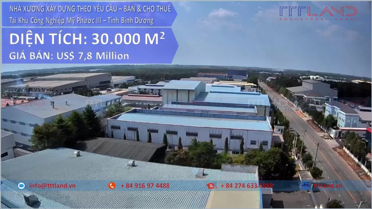 Bán Nhà Xưởng Xây Dựng Theo Yêu Cầu tại Khu Công Nghiệp My Phước 3 - TTTLAND