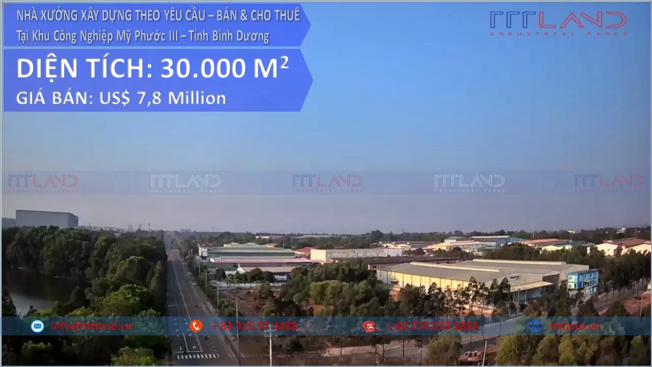 Bán Nhà Xưởng Xây Dựng Theo Yêu Cầu tại Khu Công Nghiệp My Phước 3 - TTTLAND