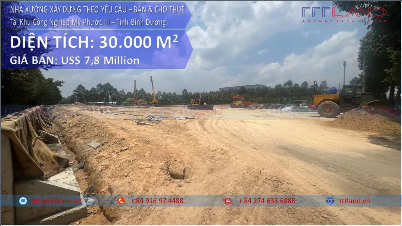 Bán Nhà Xưởng Xây Dựng Theo Yêu Cầu tại Khu Công Nghiệp My Phước 3 - TTTLAND