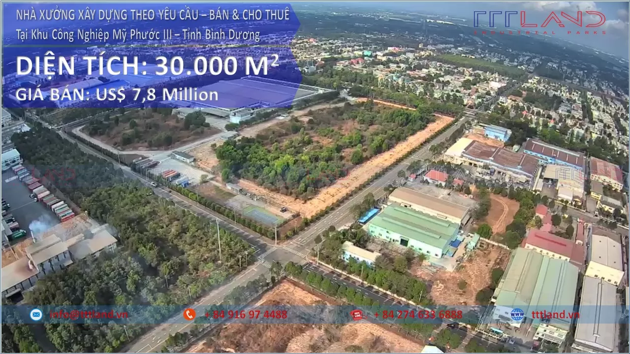 Bán Nhà Xưởng Xây Dựng Theo Yêu Cầu tại Khu Công Nghiệp My Phước 3 - TTTLAND